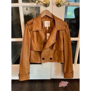 NWT Avec Les Filles Cropped Vegan Leather Jacket Size XS